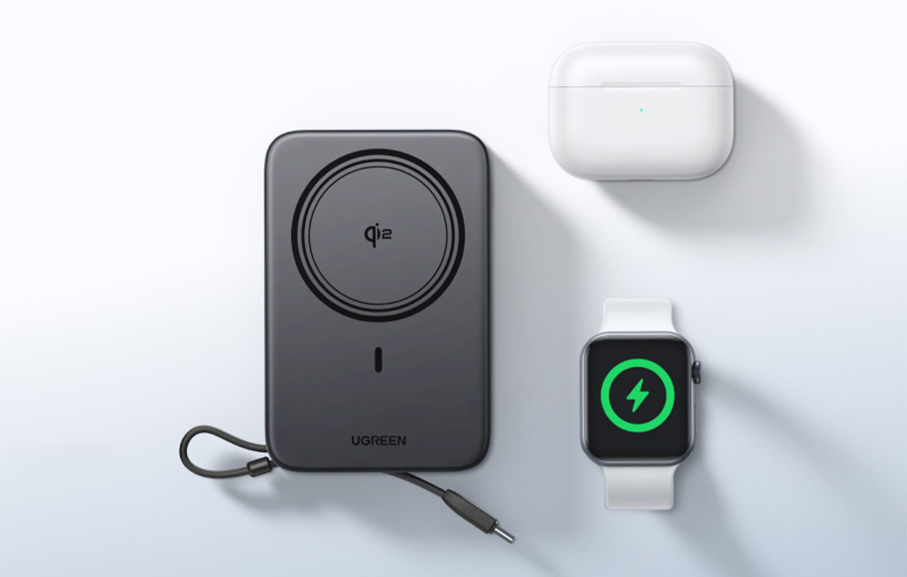 Ugreen PB567 20000 mAh mágneses powerbank, USB + USB-C, Qi2 15 W (fehér)-1