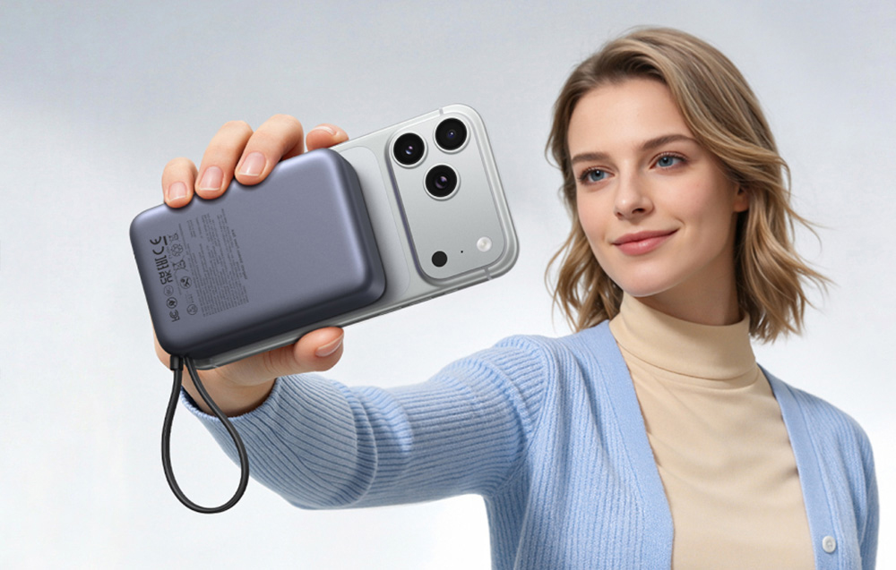 Ugreen PB567 20000 mAh mágneses powerbank, USB + USB-C, Qi2 15 W (fehér)-3