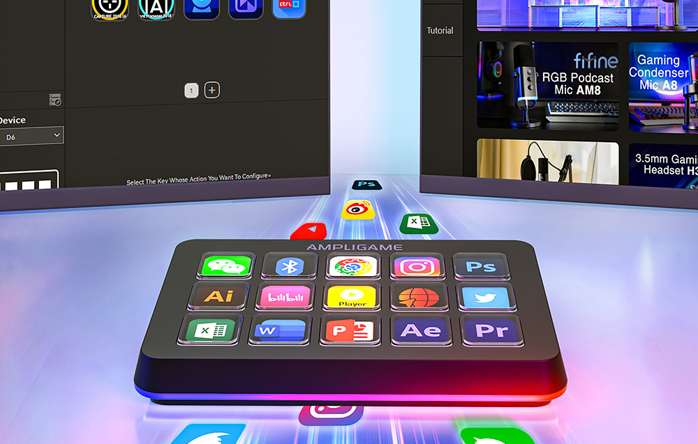 Fifine Stream Controller D6 (fekete)-6