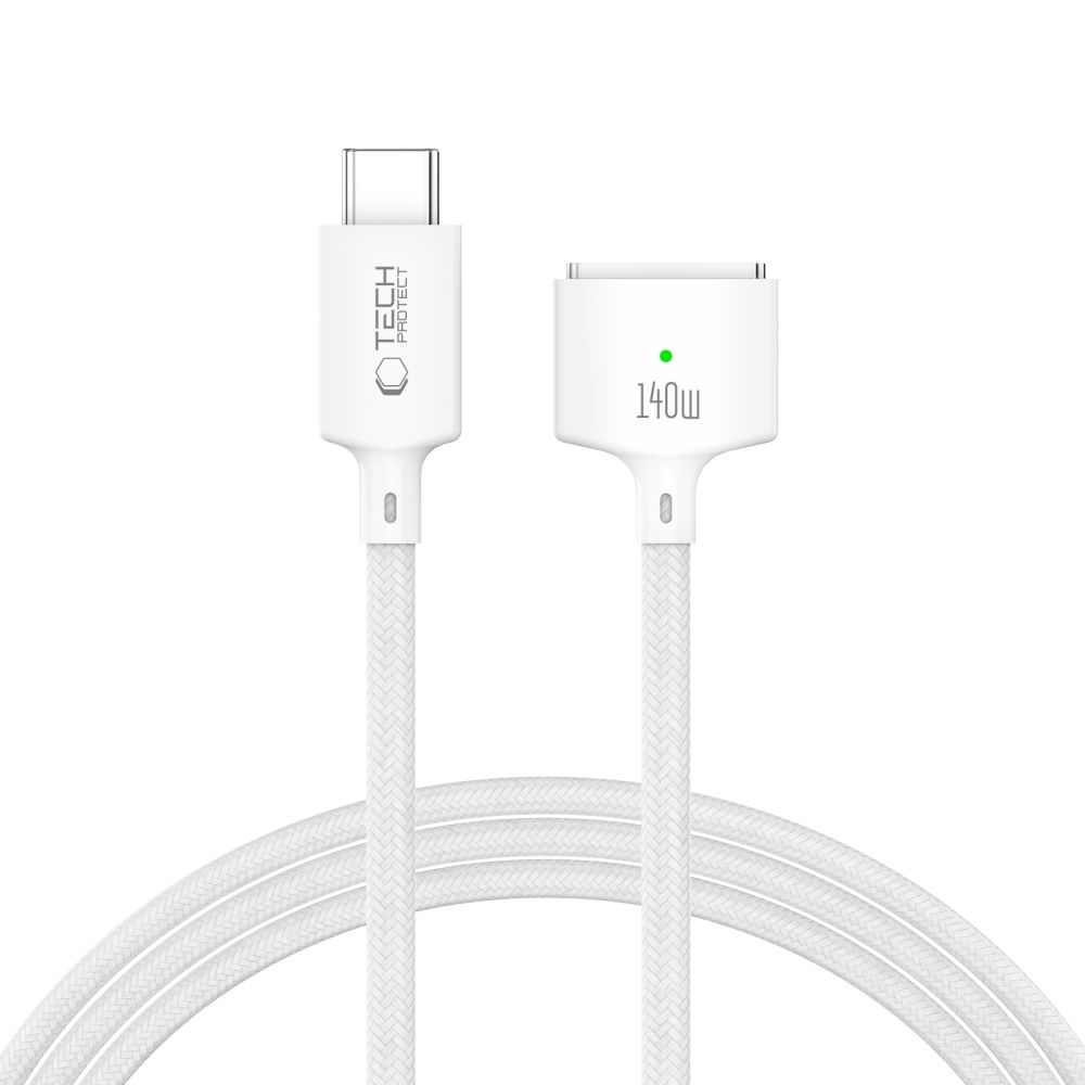 Tech-Protect MMC01 Ultraboost mágneses MacBook kábel USB-C - MagSafe 3 140W 200cm fehér-0