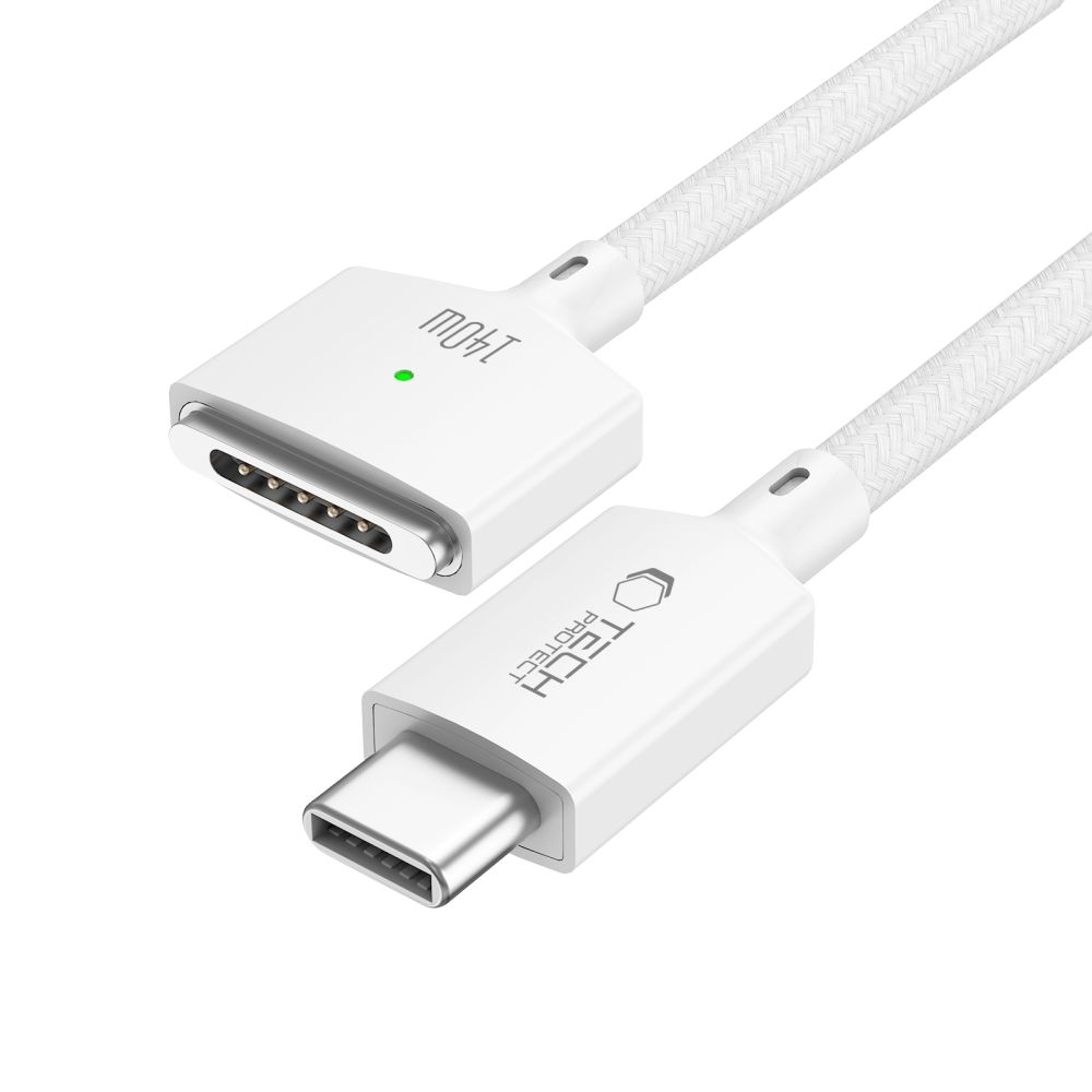 Tech-Protect MMC01 Ultraboost mágneses MacBook kábel USB-C - MagSafe 3 140W 200cm fehér-1