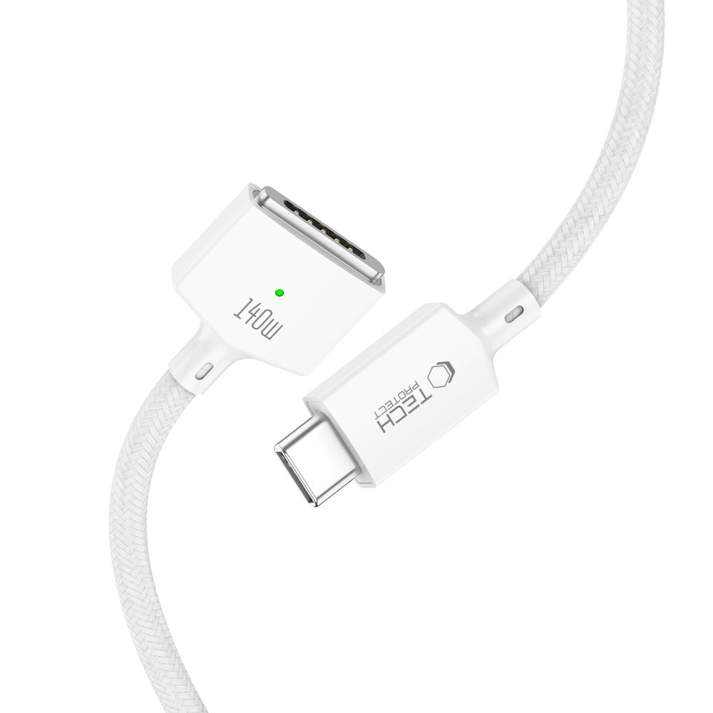 Tech-Protect MMC01 Ultraboost mágneses MacBook kábel USB-C - MagSafe 3 140W 200cm fehér-2