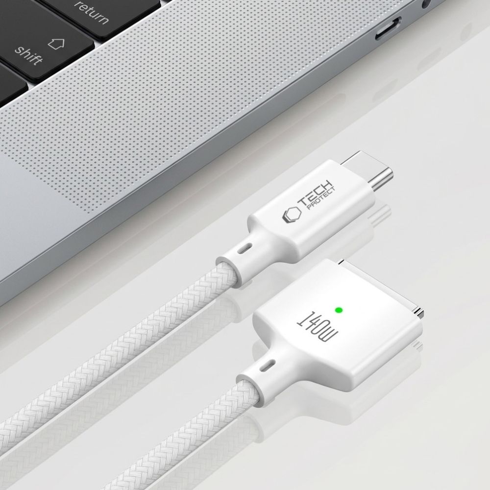 Tech-Protect MMC01 Ultraboost mágneses MacBook kábel USB-C - MagSafe 3 140W 200cm fehér-4