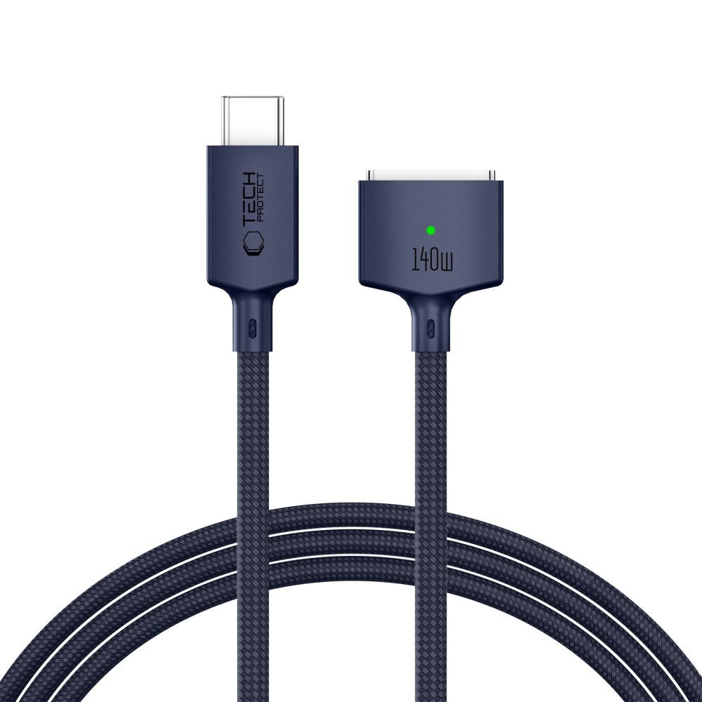 Tech-Protect MMC01 Ultraboost mágneses MacBook kábel USB-C - MagSafe 3 140W 200cm éjkék-0