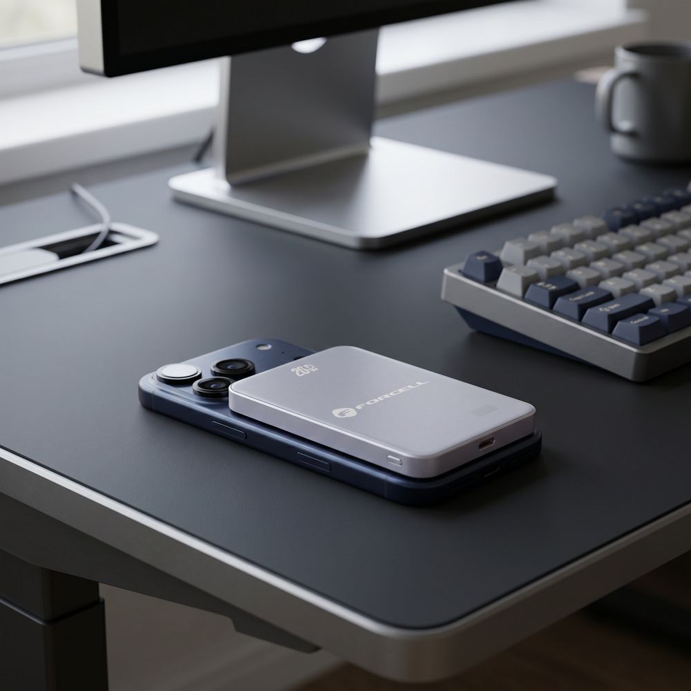 Forcell F-Energy SuperSlim F5K8 QC4.0 PD3.0 15W 5000 mAh lila MagSafe-kompatibilis powerbank-4