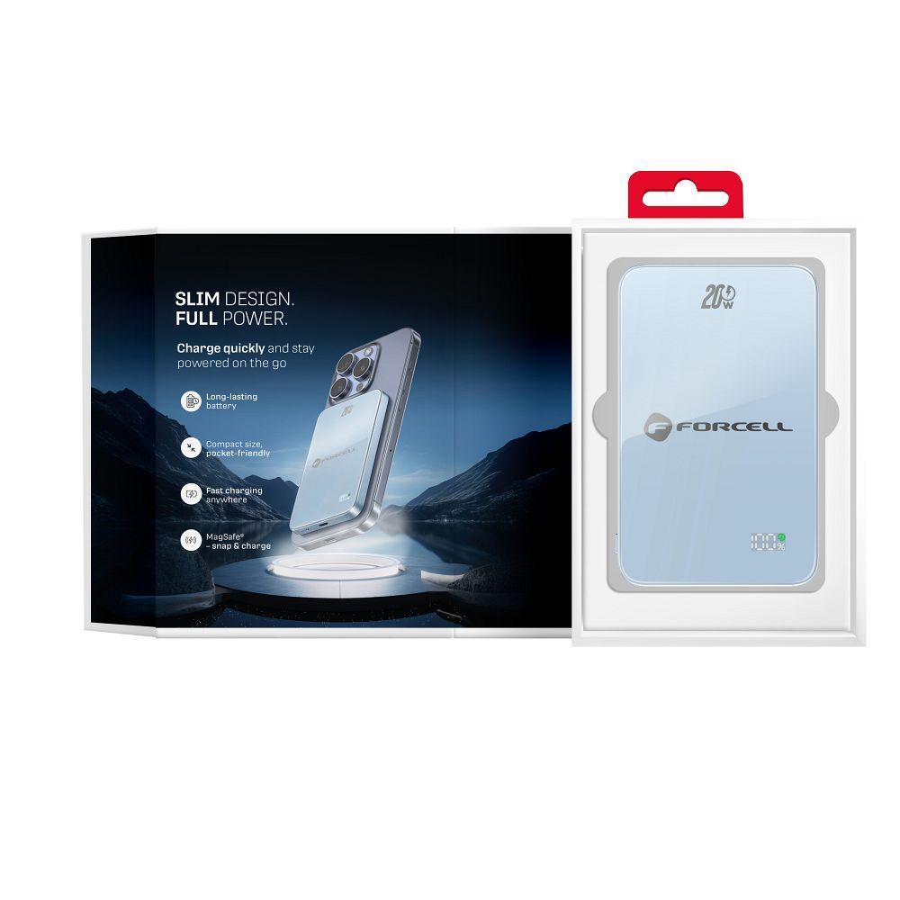 Kék Forcell F-Energy SuperSlim F5K8 MagSafe-kompatibilis powerbank QC4.0 PD3.0 15 W 5000 mAh-1