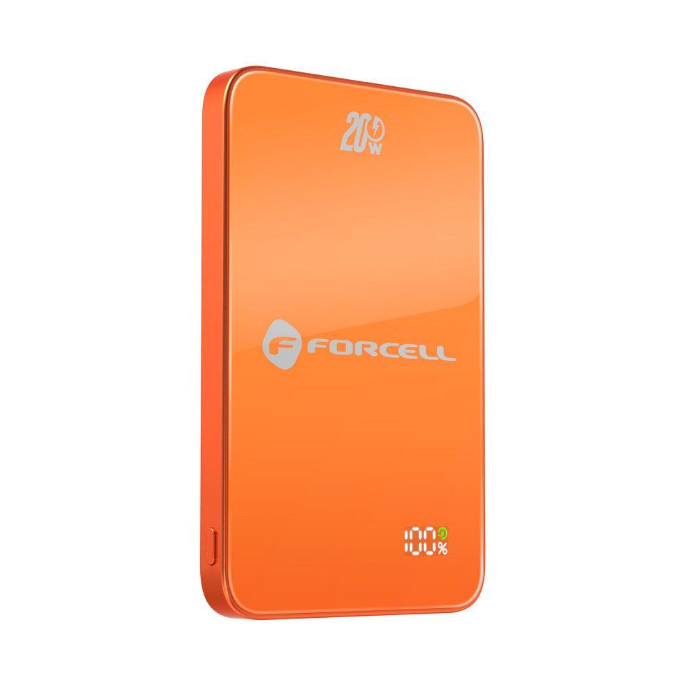 Narancssárga Forcell F-Energy SuperSlim F5K8 MagSafe-kompatibilis powerbank QC4.0 PD3.0 15W 5000 mAh-7