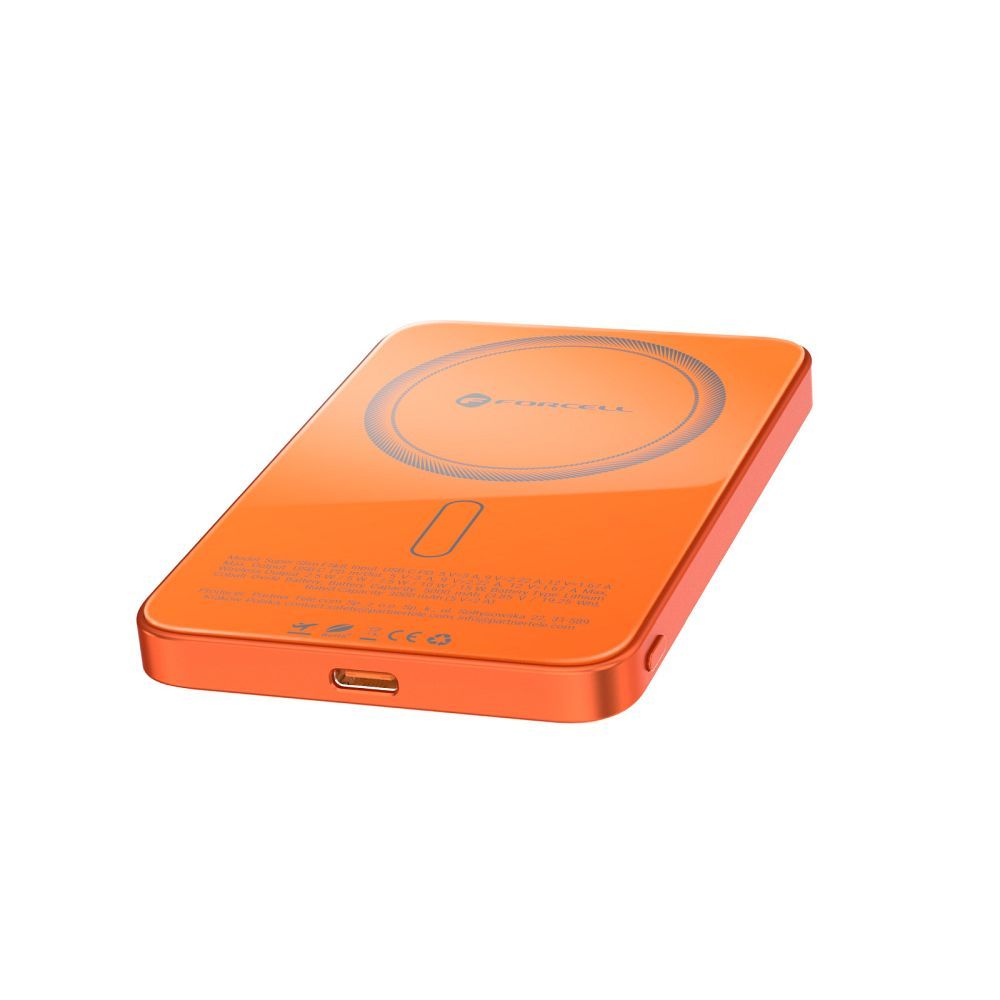 Narancssárga Forcell F-Energy SuperSlim F5K8 MagSafe-kompatibilis powerbank QC4.0 PD3.0 15W 5000 mAh-6