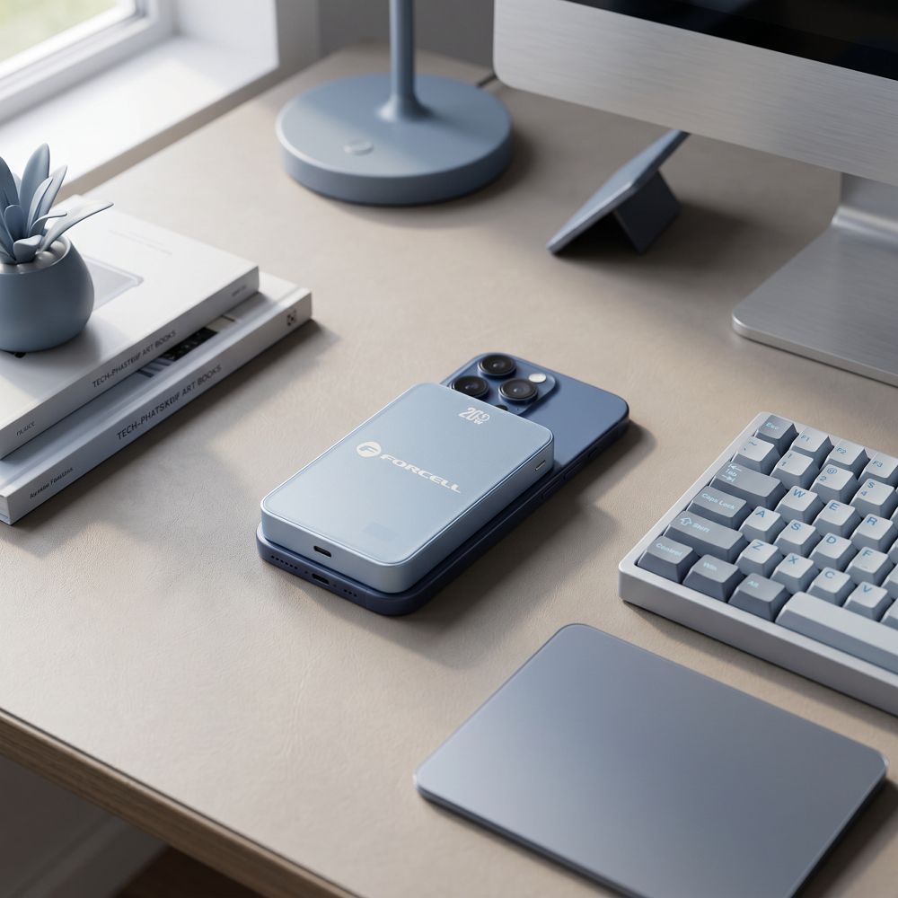 Forcell F-Energy SuperSlim F10K8 QC4.0 PD3.0 15W 10000 mAh MagSafe-kompatibilis powerbank kék-7