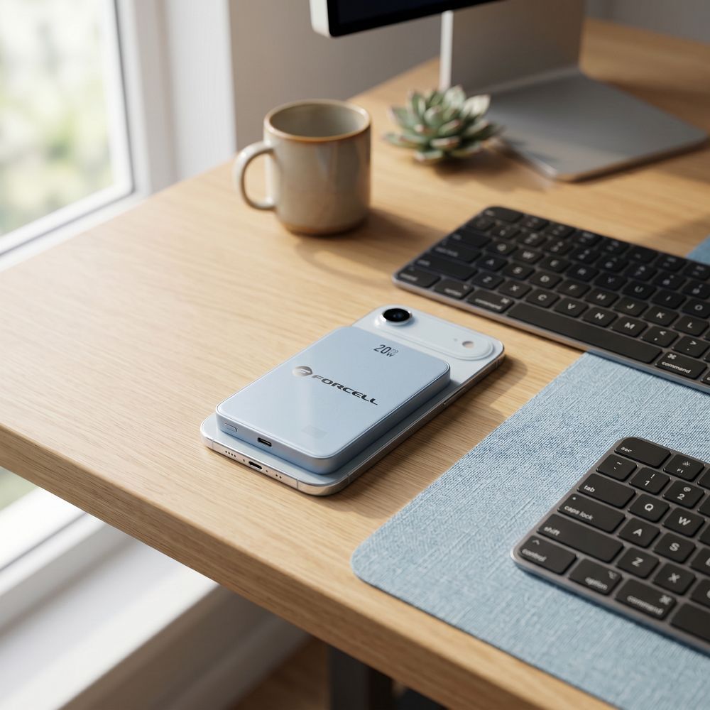 Forcell F-Energy SuperSlim F10K8 QC4.0 PD3.0 15W 10000 mAh MagSafe-kompatibilis powerbank kék-5