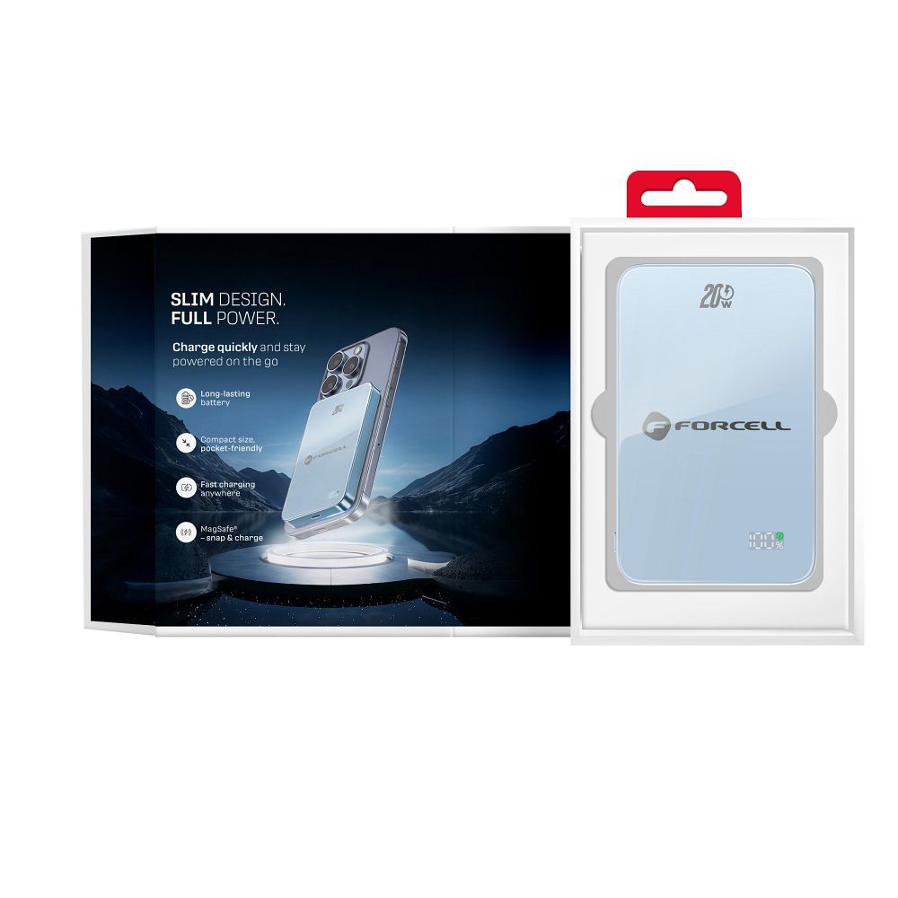 Forcell F-Energy SuperSlim F10K8 QC4.0 PD3.0 15W 10000 mAh MagSafe-kompatibilis powerbank kék-3