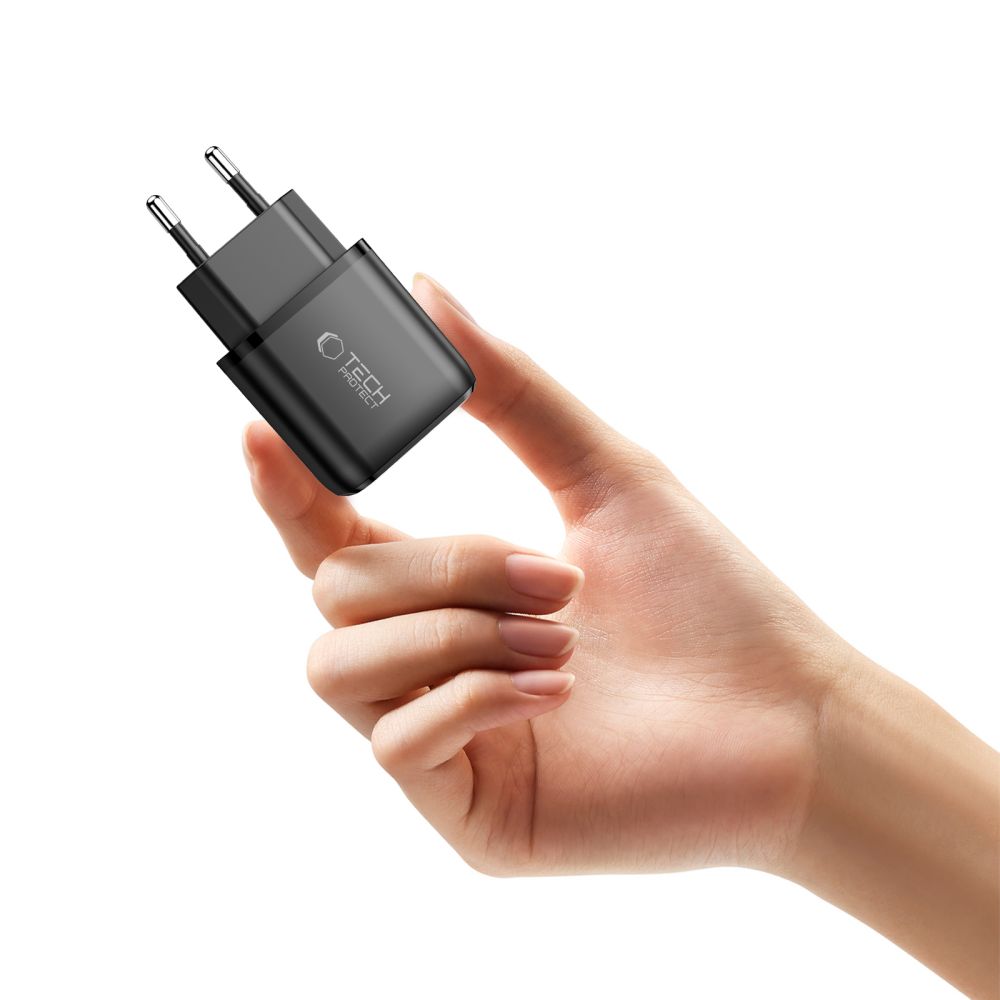 Tech-Protect NCA65W-GAN 2 portos hálózati töltő adapter PD 65W / QC3.0 fekete-3