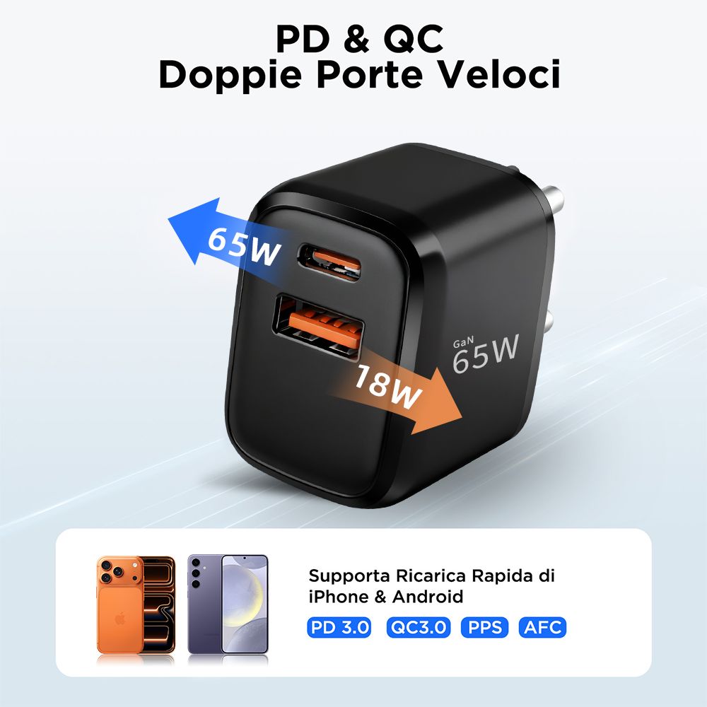 Tech-Protect NCA65W-GAN 2 portos hálózati töltő adapter PD 65W / QC3.0 fekete-2