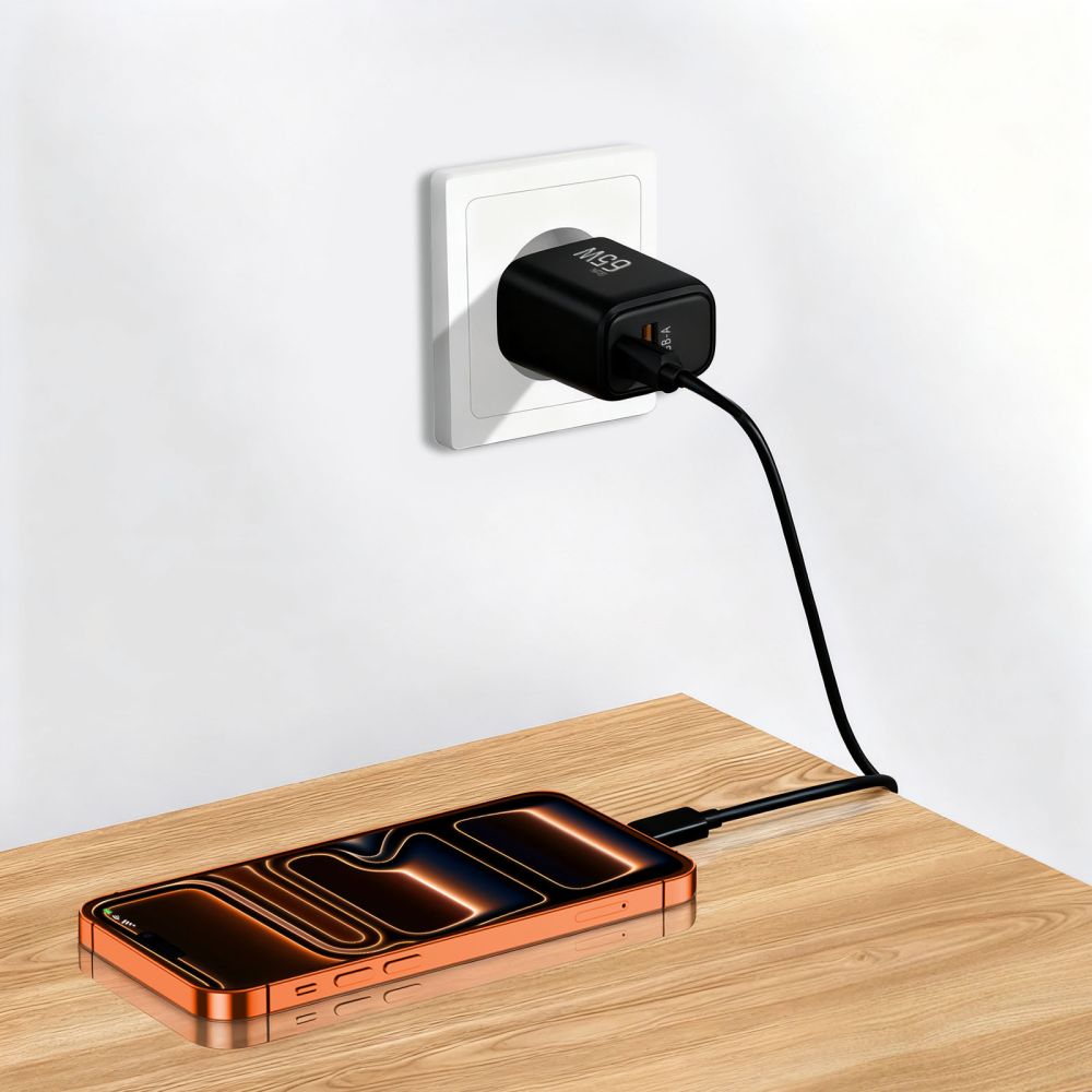 Tech-Protect NCA65W-GAN 2 portos hálózati töltő adapter PD 65W / QC3.0 fekete-1
