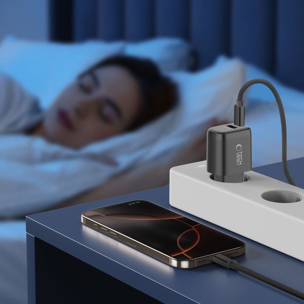 Tech-Protect NCA65W-GAN 2 portos hálózati töltő adapter PD 65W / QC3.0 fekete-9