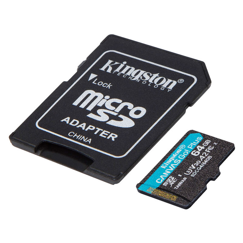 Kingston MicroSDXC 64GB Canvas Go Plus Gen4 200R A2 U3 V30 memóriakártya + Adapter-1