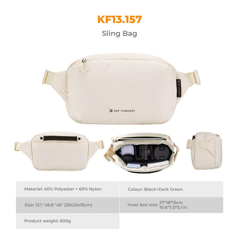 K&F Concept 10L Urban Wander 01 válltáska (bézs)-3