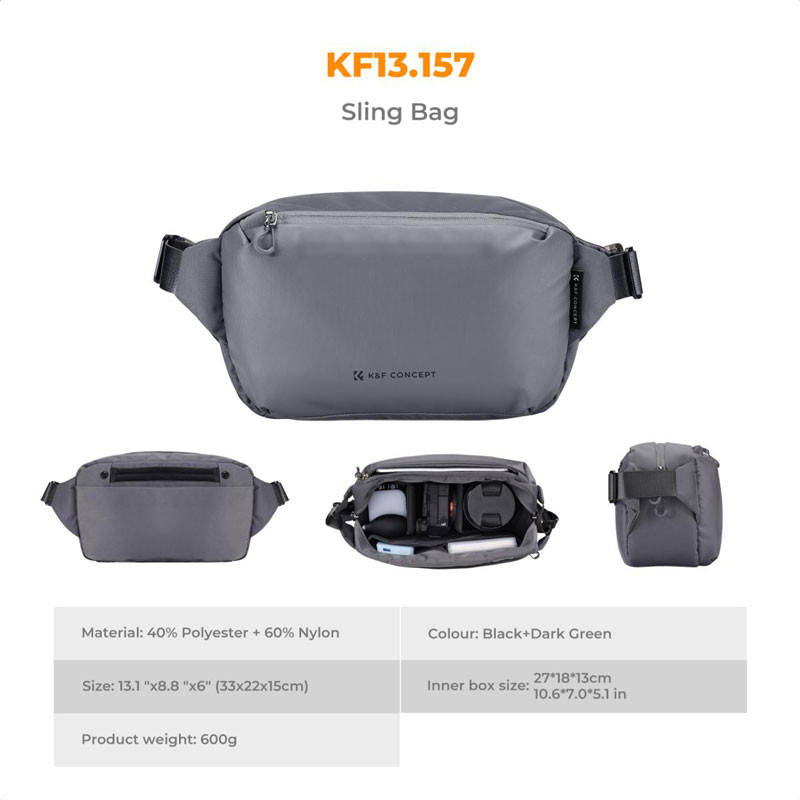 K&F Concept 10L Urban Wander 01 válltáska (sötétszürke)-3