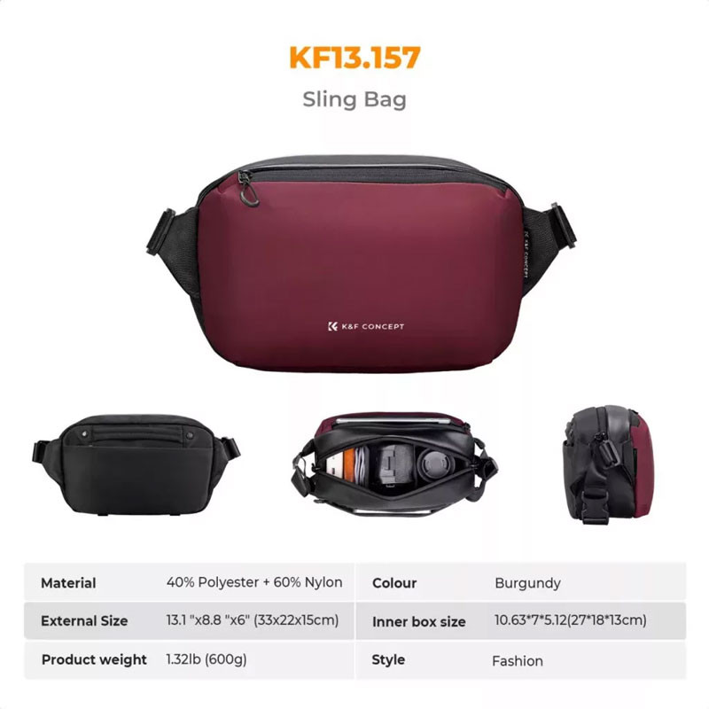 K&F Concept 10L Urban Wander 01 válltáska (piros)-3