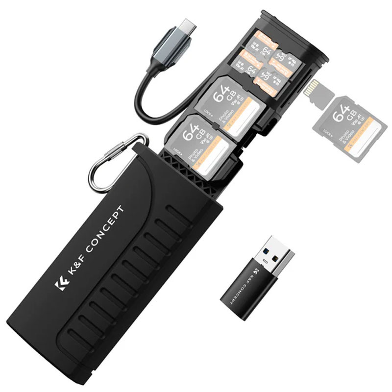 K&F Concept 2-in-1 memóriakártya tartó és kártyaolvasó-0