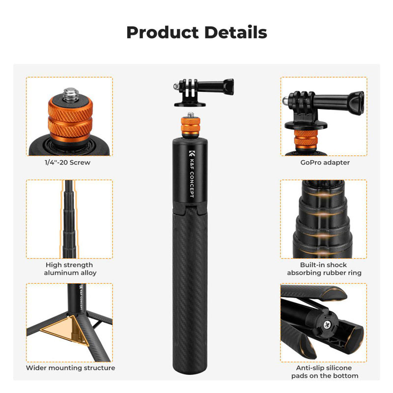 K&F Concept MS21 láthatatlan szelfibot állvány (Insta 360, GoPro, DJI Osmo Action)-1