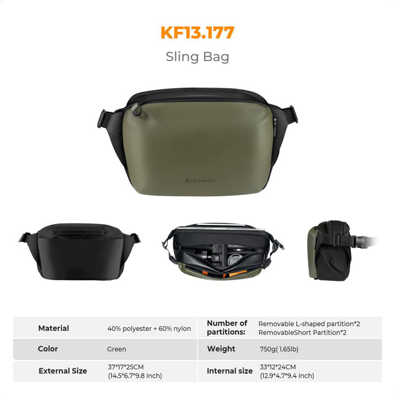 K&F Concept 12L Urban Wander 01 válltáska (zöld)-3