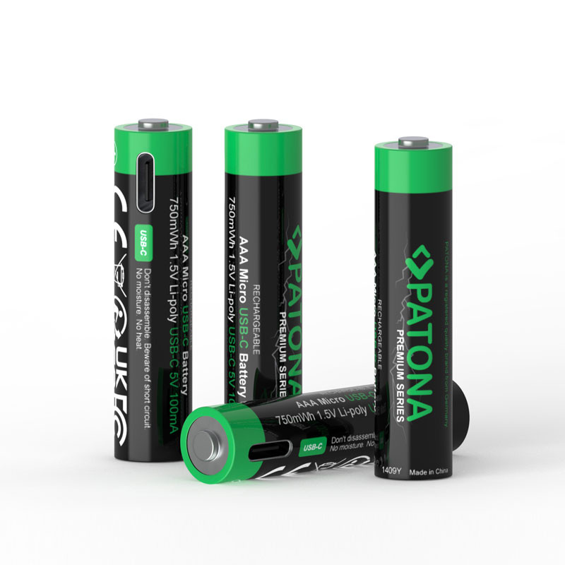 Patona Premium USB-C 4x AAA micro újratölthető lítium elem 750mWh-1