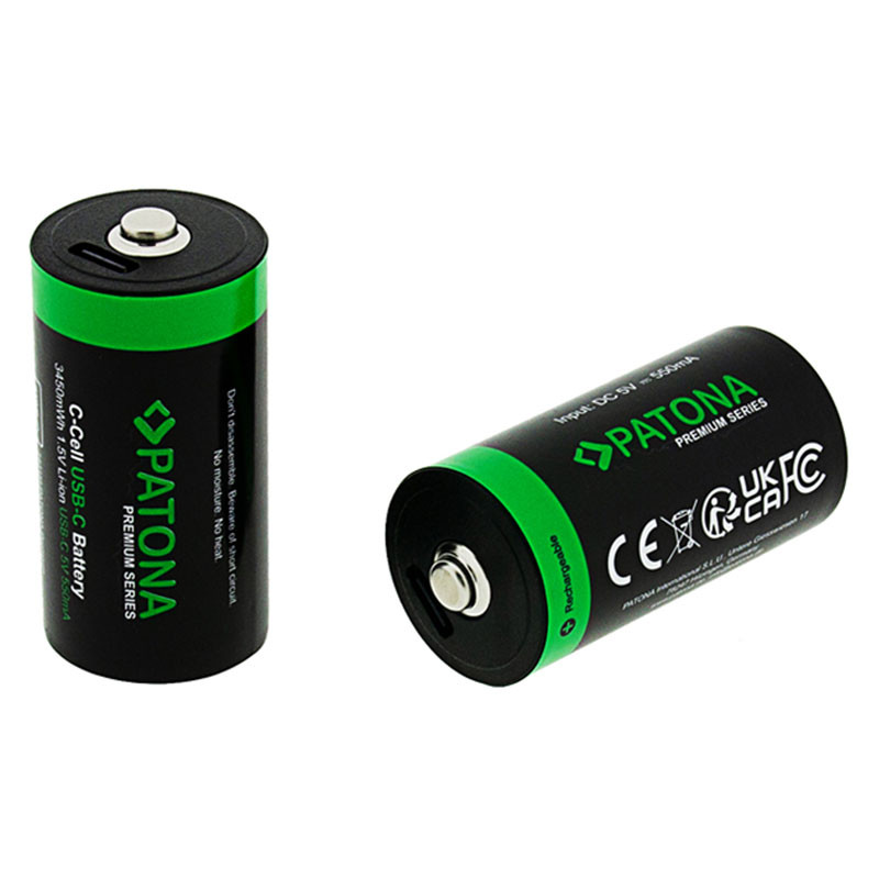 Patona Premium USB-C 2x LR14 Baby C újratölthető lítium elem 3450mWh-0