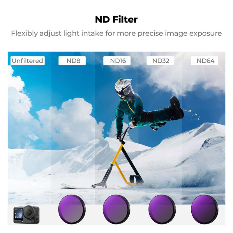 K&F Concept 4 darabos szűrő szett DJI Action 6-hoz (ND8+ND16+ND32+ND64)-3