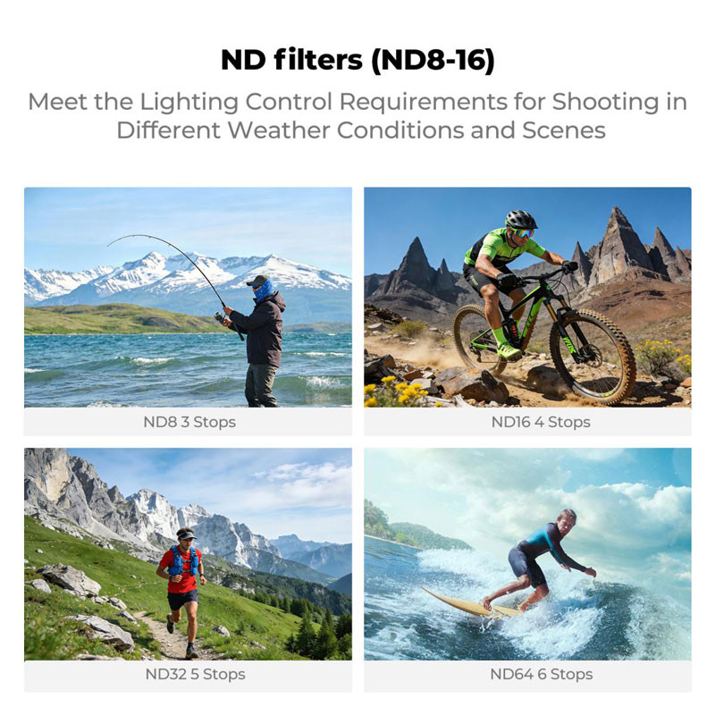 K&F Concept 4 darabos szűrő szett DJI Action 6-hoz (ND8+ND16+ND32+ND64)-5