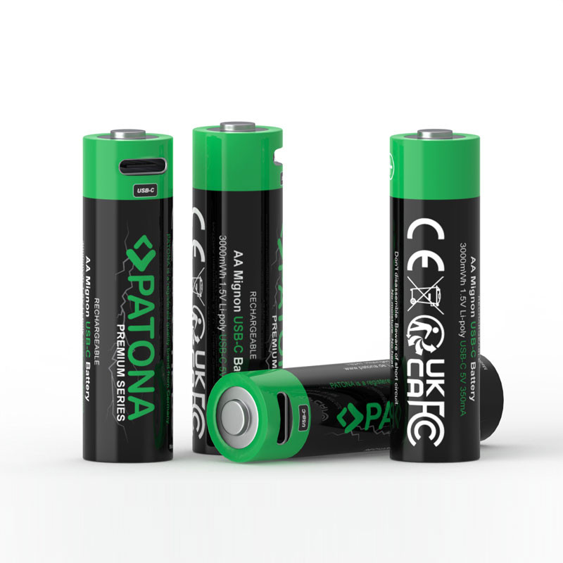 Patona Premium 3000mWh USB-C 4X AA Mignon újratölthető lítium elem-1