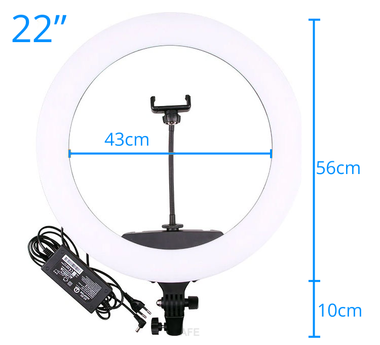 56cm G-90 fekete LED körfény, körlámpa, ringlight állvánnyal -7
