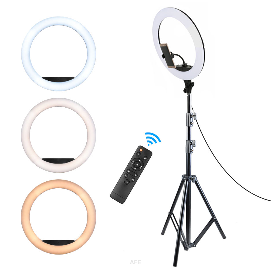 45cm G-488 fekete LED körfény, körlámpa, ringlight állvánnyal-5