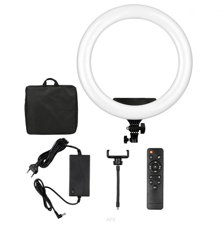56cm G-90 fekete LED körfény, körlámpa, ringlight állvánnyal -0