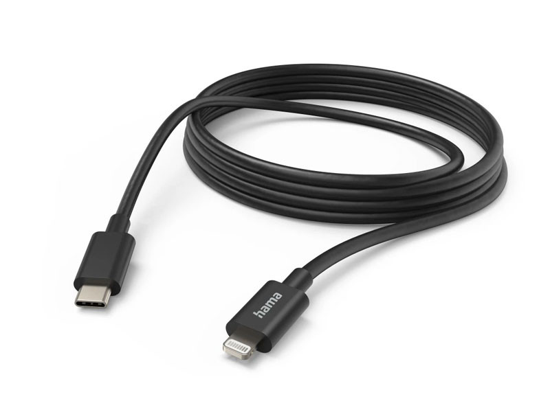 Hama fekete FIC E3 adatkábel Lightning - USB Type-C 3 méter-0
