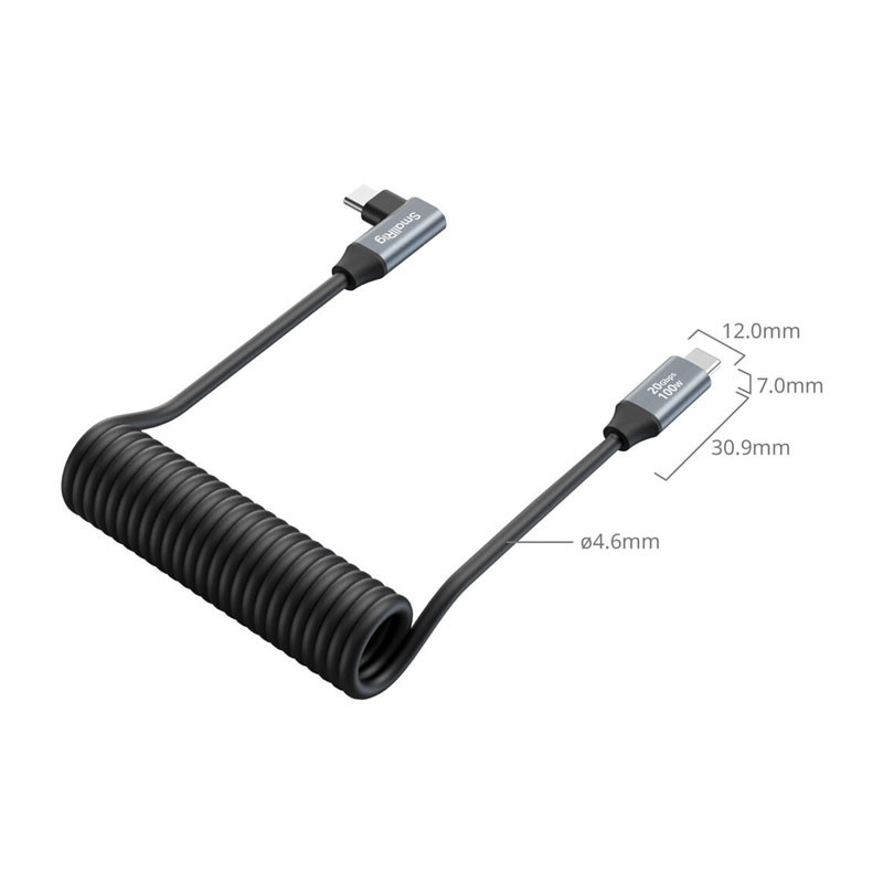 Smallrig 4792 USB-C Straight To USB-C Angeled Coiled Data Cable-2