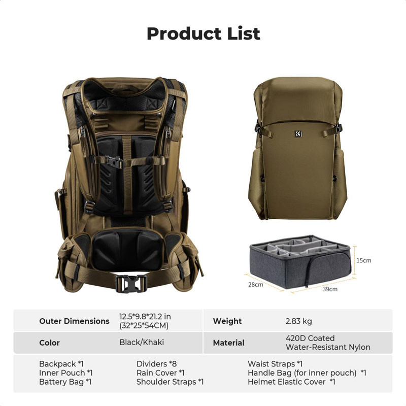 K&F Concept 30L Star Wander 01 hátizsák (pezsgő)-4