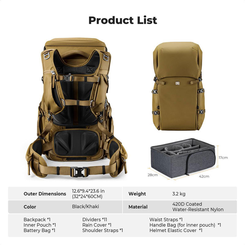 K&F Concept 40L Star Wander 05 hátizsák (pezsgő)-5