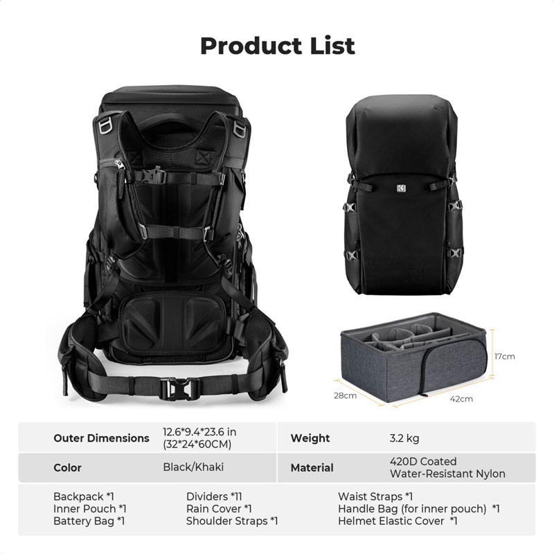 K&F Concept 40L Star Wander 05 hátizsák (fekete)-5