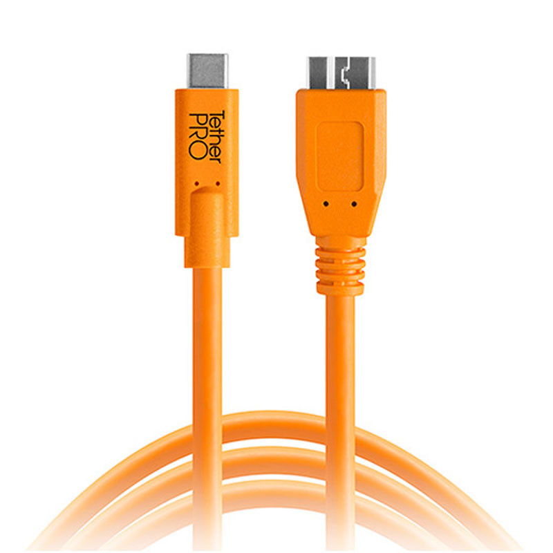 Tether Tools Tetherpro USB C - 3.0 Micro-B 4,6m kábel (narancssárga)-0