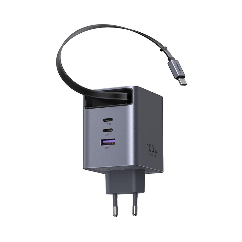 Fali töltő UGREEN X616 (65828), 100W, 5A, 1 x USB-A - 3 x USB-C, USB-C kábellel, Szürke-1