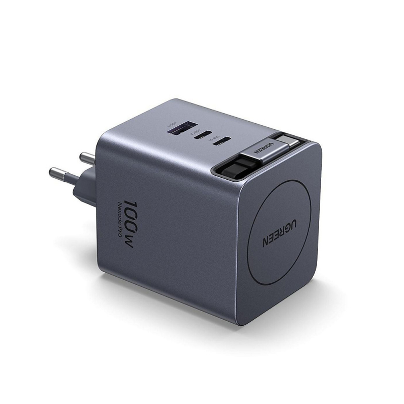 Fali töltő UGREEN X616 (65828), 100W, 5A, 1 x USB-A - 3 x USB-C, USB-C kábellel, Szürke-2
