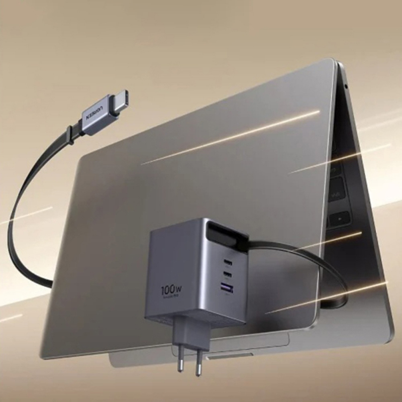 Fali töltő UGREEN X616 (65828), 100W, 5A, 1 x USB-A - 3 x USB-C, USB-C kábellel, Szürke-5