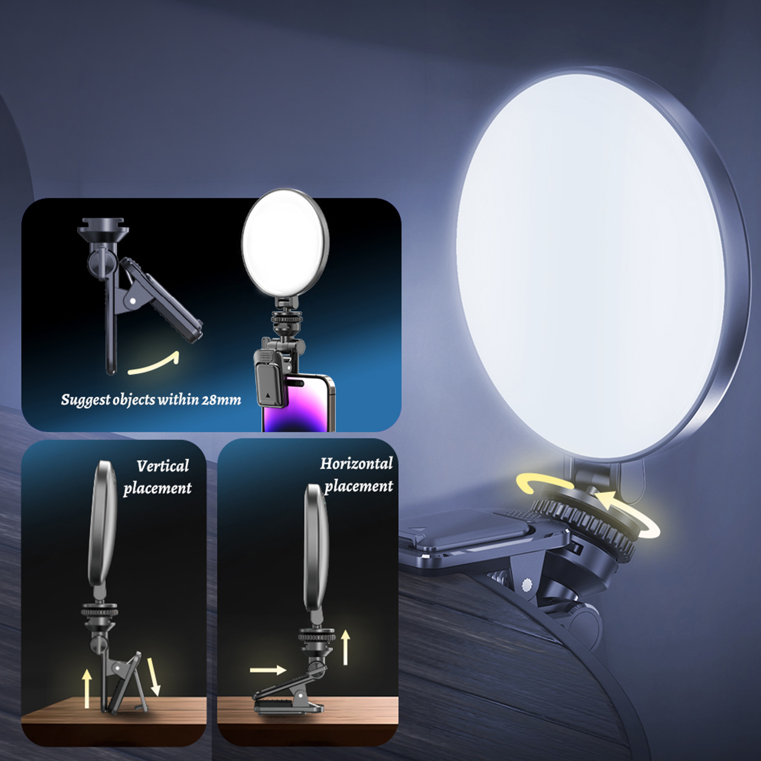Blavec Selfie Ring lamp Aura Mini LED P-60 csipeszes fekete-2