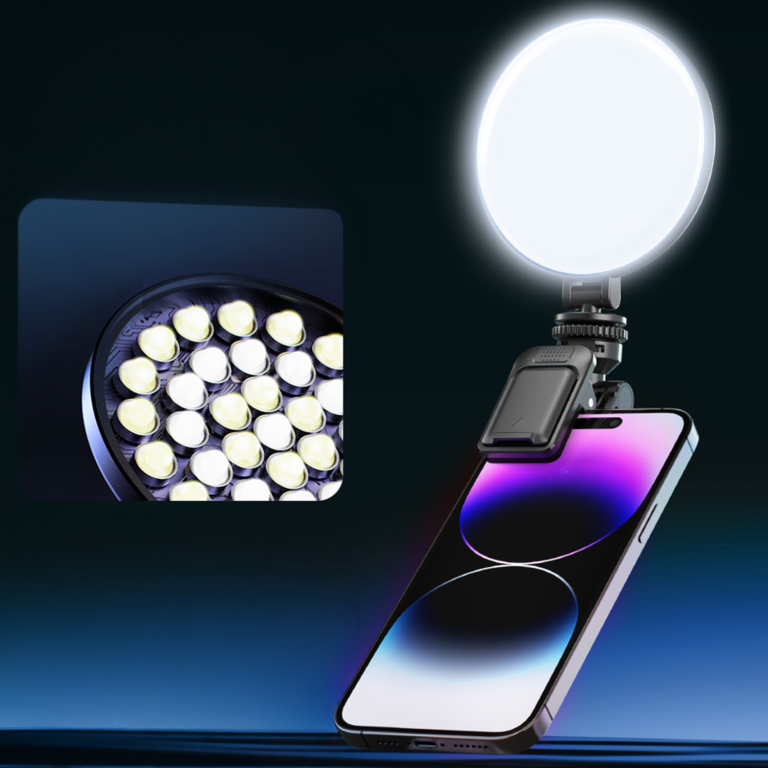 Blavec Selfie Ring lamp Aura Mini LED P-60 csipeszes fekete-3