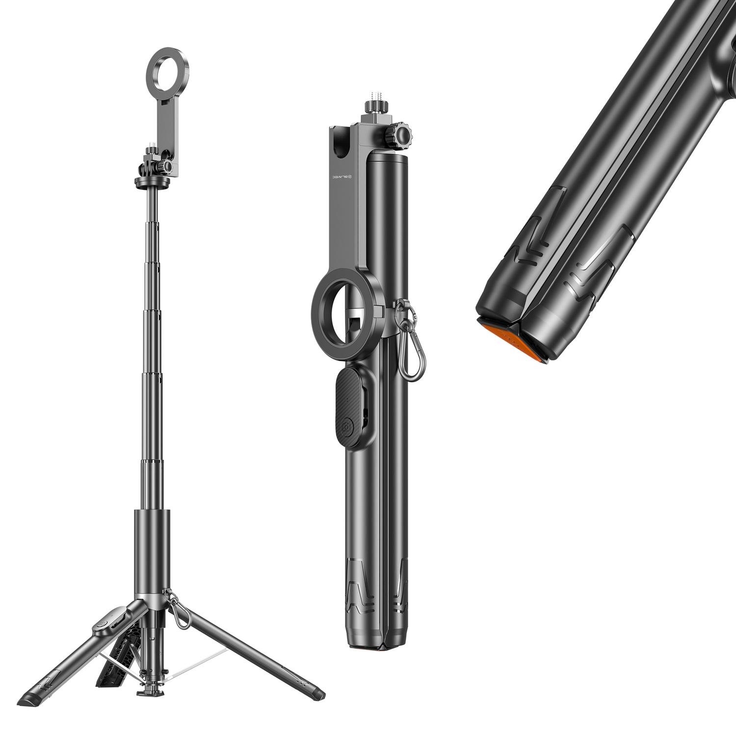 Blavec Selfie Bot Aluminium Fusion P-12 Magsafe Auto pop tripod + távirányító 1,60 méter (SSFP12-MTRAPB160) fekete-1