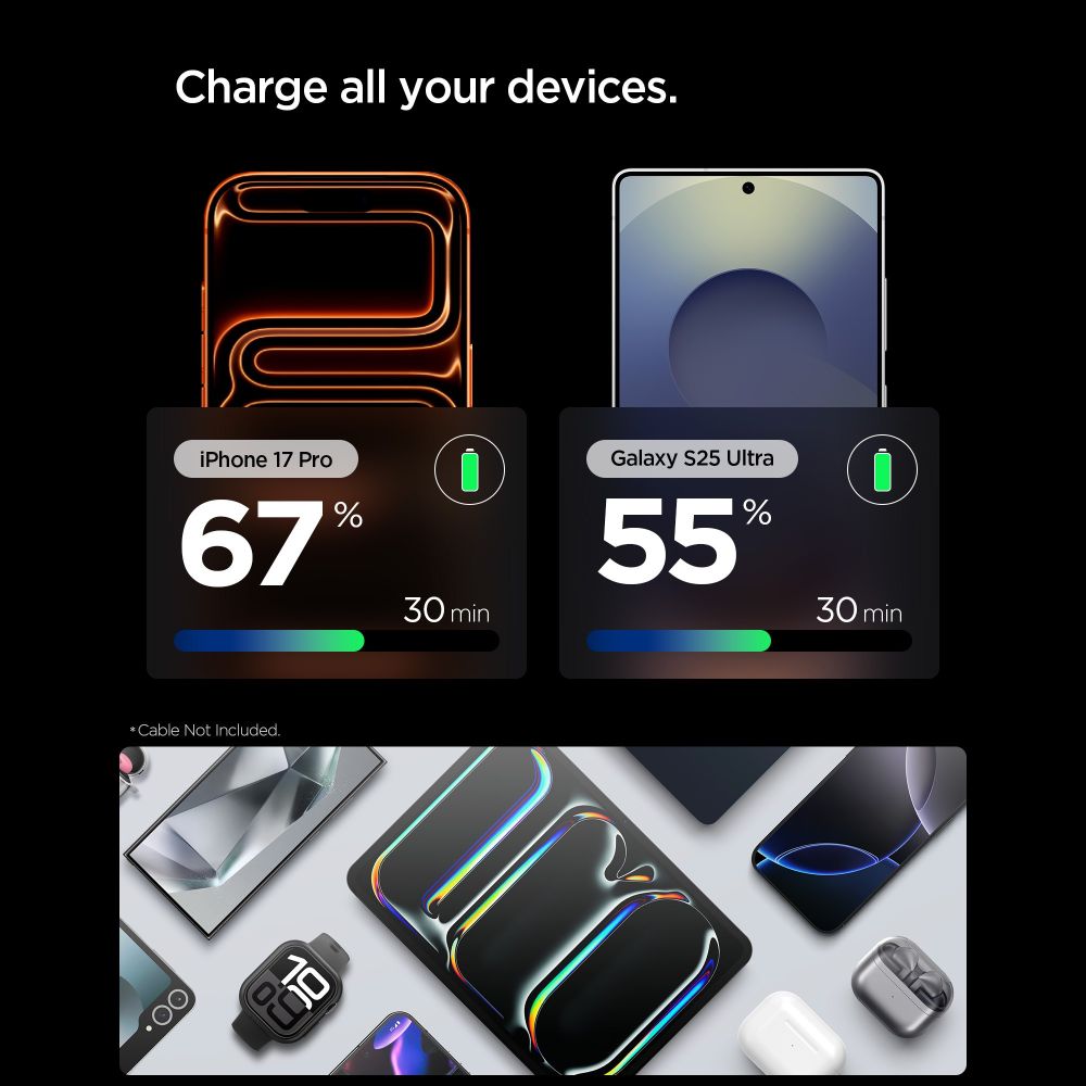 Spigen Essential EE301EU-GAN 1 portos 30 W-os GaN hálózati töltőadapter puskaszürke-2