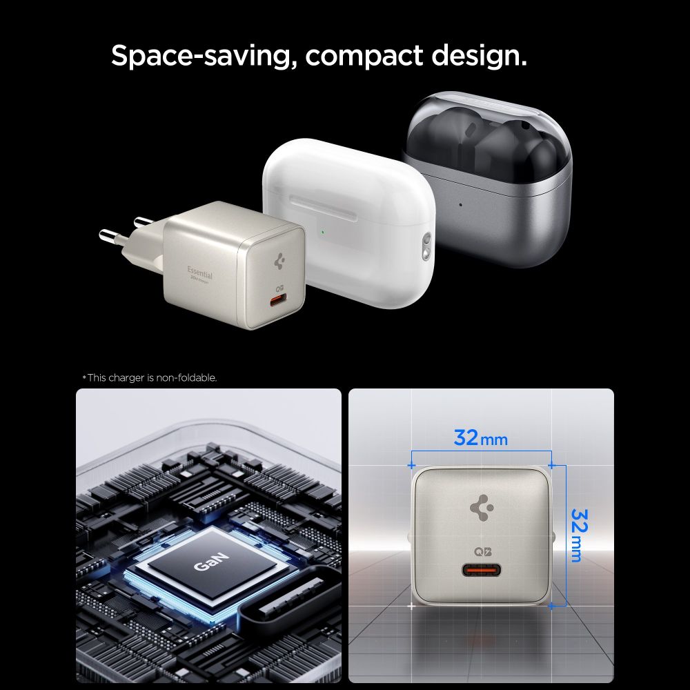 Spigen Essential EE301EU-GAN 1 portos 30 W-os hálózati USB-C töltőadapter természetes titán-3