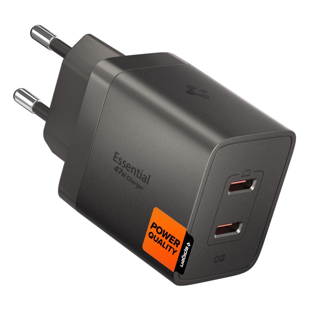 Spigen Essential EE472EU-GAN 47W 2 portos hálózati USB-C töltőadapter sötétszürke-0