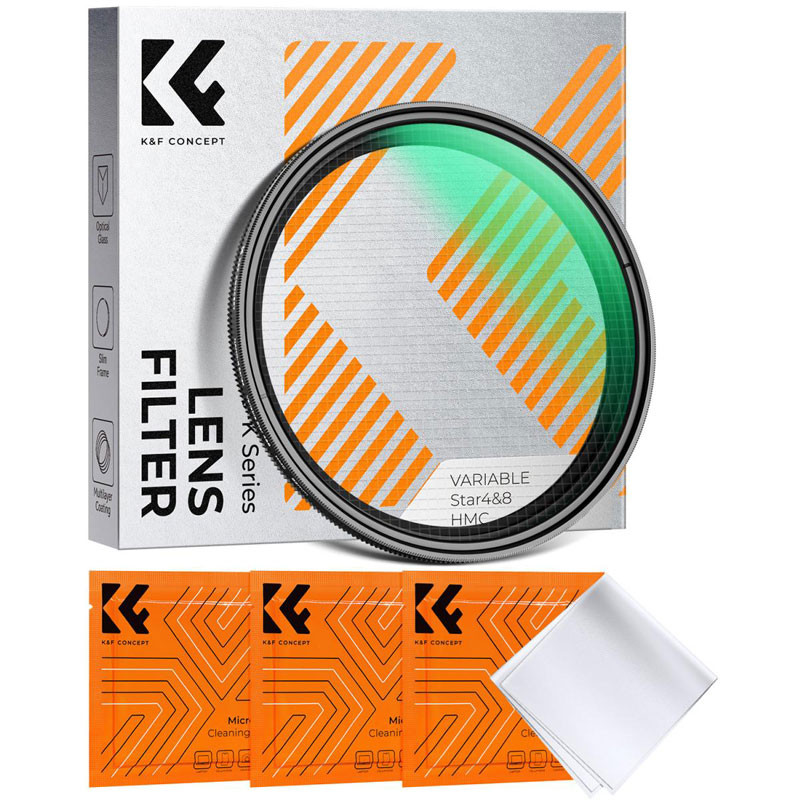 K&F Concept 77 mm állítható 4–8 pontos csillagszűrő, zöld bevonattal-0